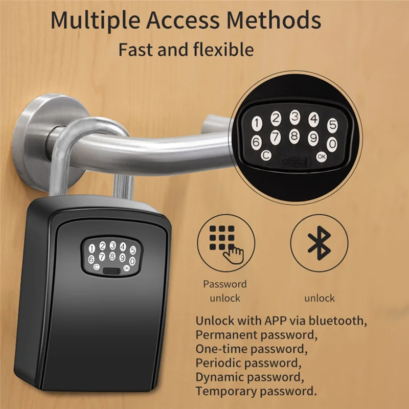SUNRI-TUYA Smart Key Box Bluetooth Storage Lock Box Smart Life App Wall Mount Security Anti-Theft Lockbox