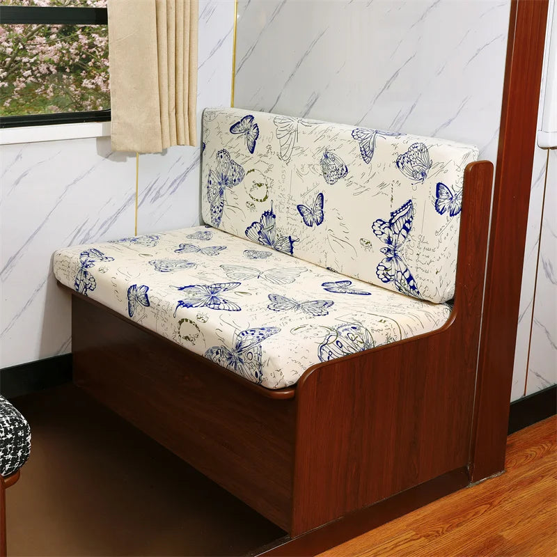 2pcs/set Elastic RV Dinette Cushions Covers Floral Print Spandex Armless Sofa Cover Camper Car Bench Cover Furniture Protector
