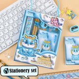 6-Piece Kids School Supplies Set, Writing Tools with Cartoon 3D Raised Design, Gift Box for Students Birthday Christmas