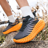 Mens Breathable Bounce Trail Running Shoes Anti-slip Cushioning Outdoor Thick Bottom Running Shoes Couple Sneakers