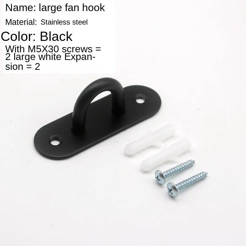 Black Stainless Steel Wall Hook Heavy Duty Fixed Pad Eye Plate Deck Door Buckle U/J-Shaped Heavy Duty Ceiling Mount Hanger