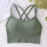 Sexy Women Tops Back Cross Strap Tank Top Push Up Running Sports Bra Breathable Soft Fitness Beauty Solid Color Yoga Bra