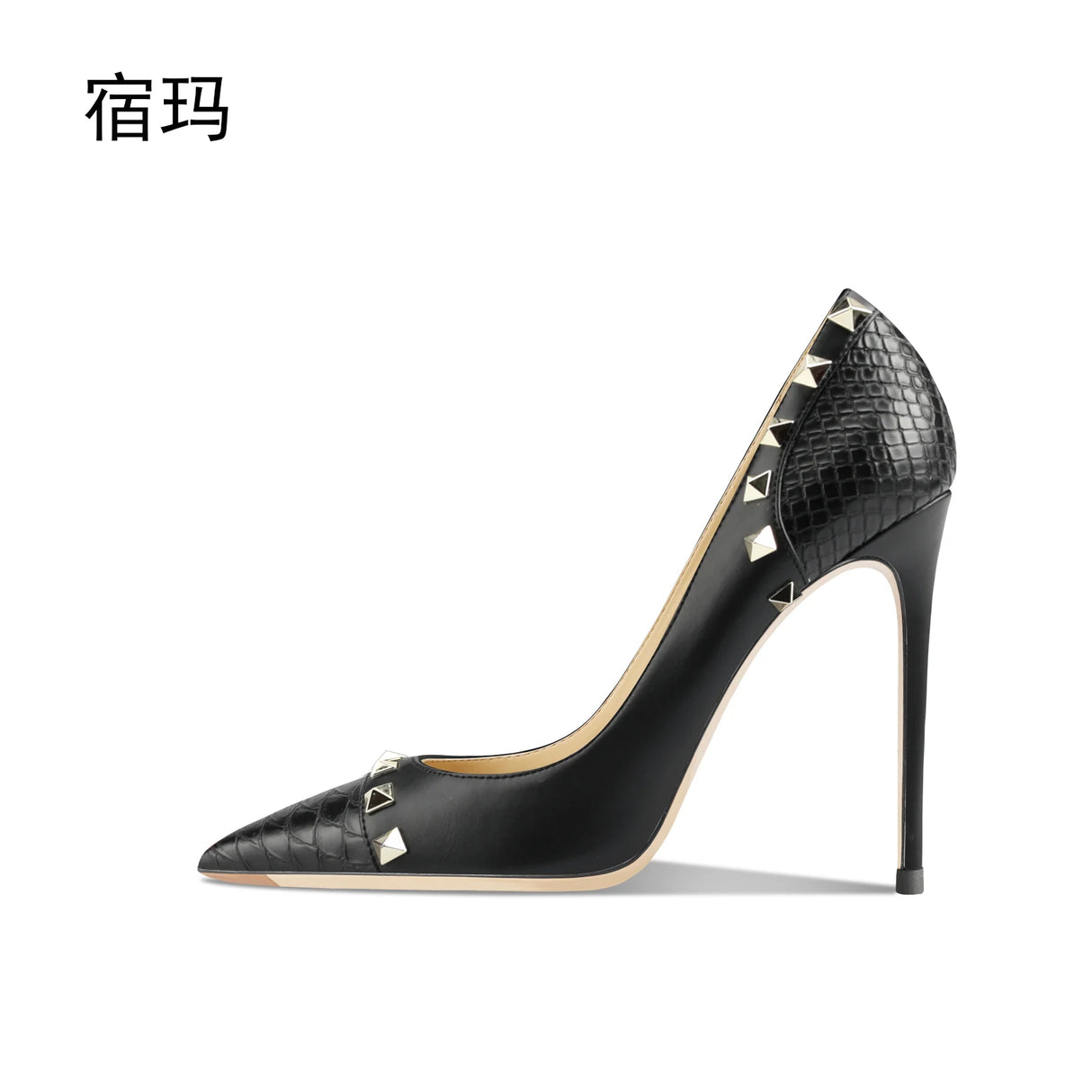 Women's Shoes luxury woman shoes 2024 Heels For Women Fashion Designer Brand Pumps Stiletto Rivets High Heels Pointed Toe 10cm