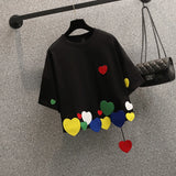 2025 New Women T-shirts Casual Harajuku Love Patchwork Tops Tee Summer Female T shirt Short Sleeve T shirt For Women Clothing
