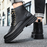 Men's boots four seasons soft-sole non-slip casual boots fashion outdoor work boots high boots classic Joker youth leather boots
