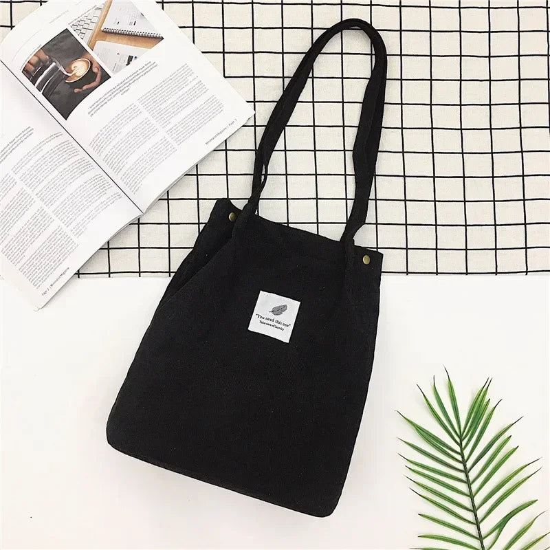 Bags for Women 2021 Corduroy Shoulder Bag Reusable Shopping Bags Casual Tote Female Handbag for A Certain Number of Dropshipping