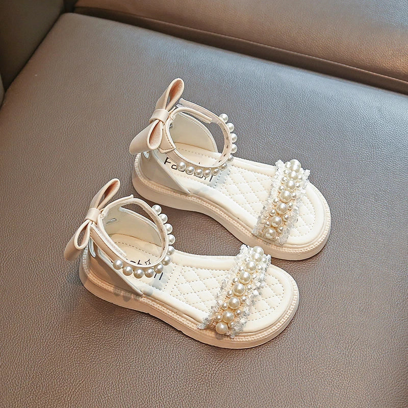 Girls' Beach Sandals: Adorable Princess Design, Black or White, Cool & Comfy
