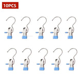 10/5PCS Stainless Steel Clothespins Laundry Clothes Pegs with Hook Pants Hanger Portable Hanging Clips Closet Clothes Organizer