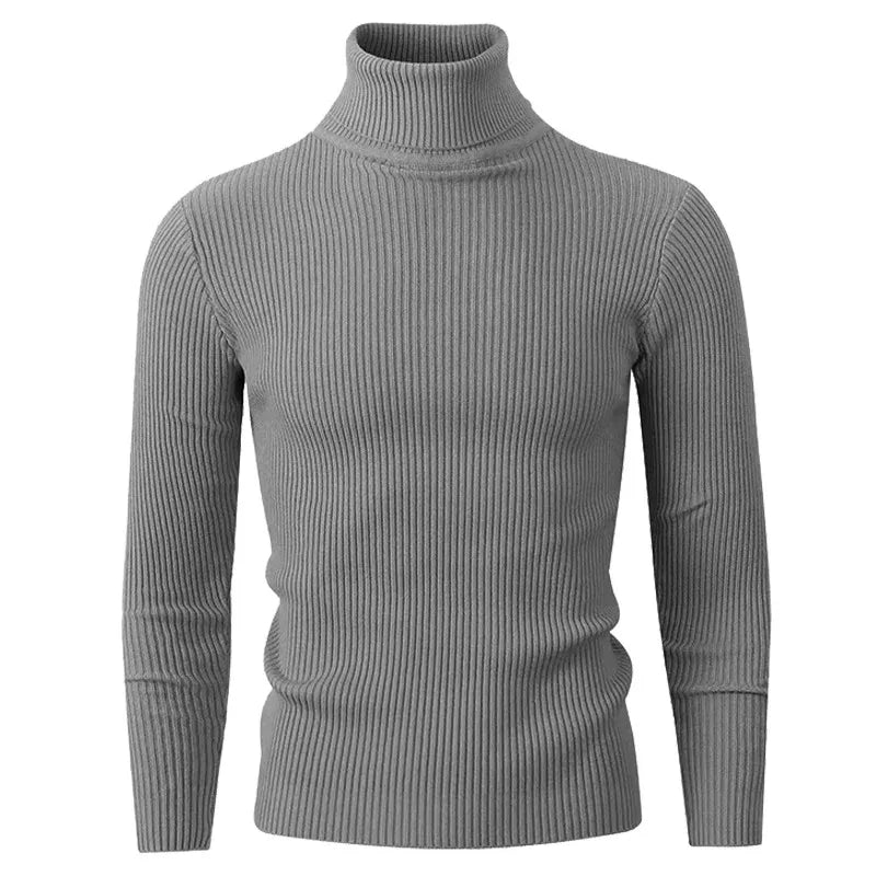 New Men's Turtleneck Pullover Sweater Autumn Long Sleeve Casual Fashion Stripe Knitted Sweater for Men Winter Warm Streetwear