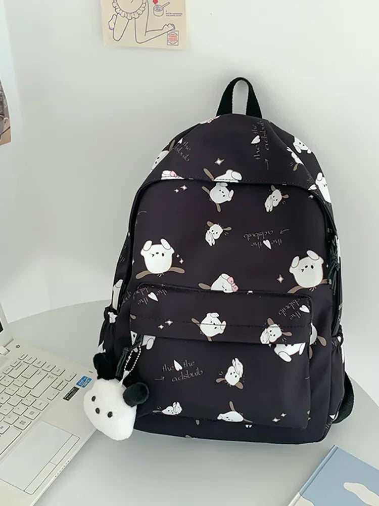Sanrio Pochacco Travel Backpack Cute Kawaii College Bag Fashion Large Capacity Simple Printed Backpack Girl Heart Cute Backpack