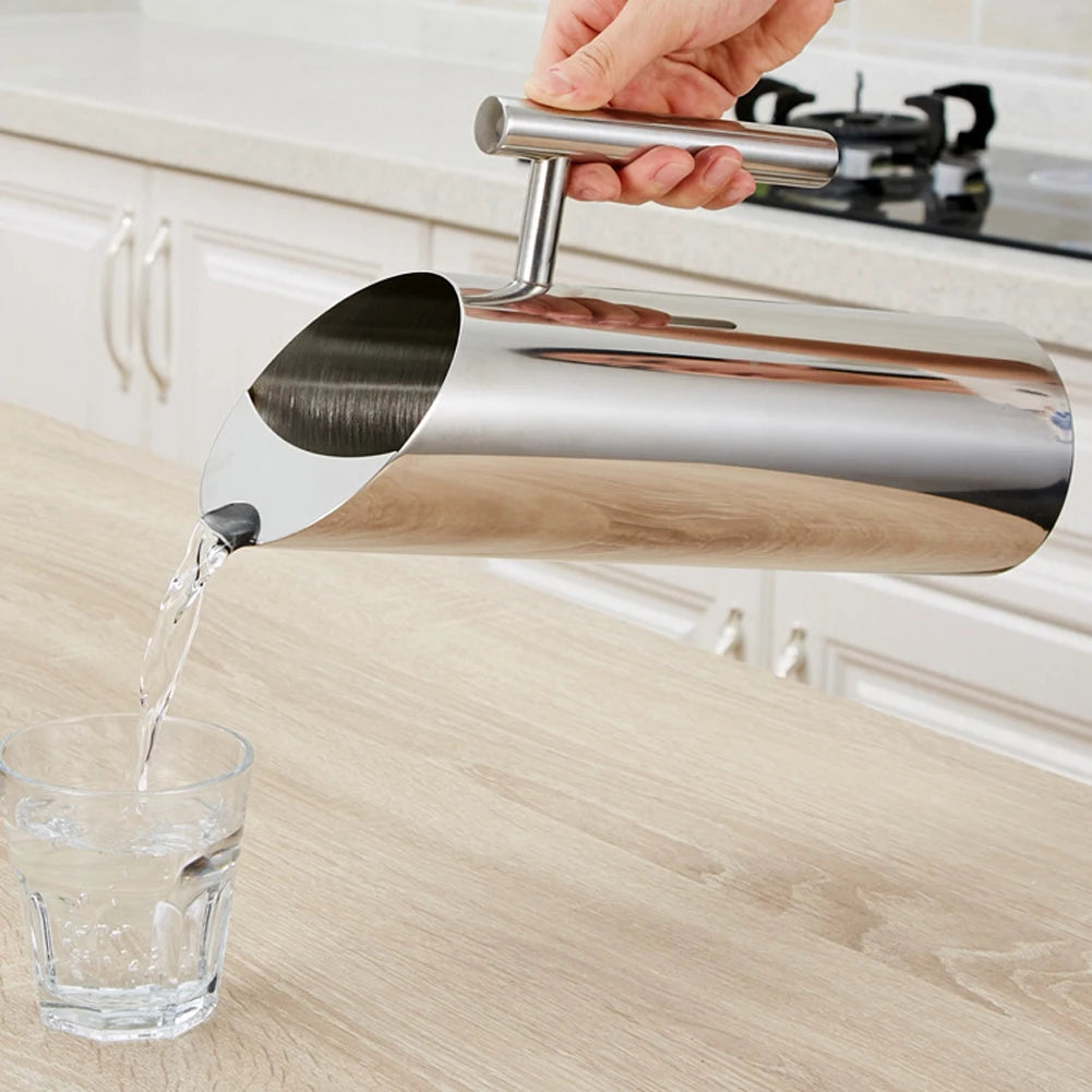 1/2L Pitcher Pot Stainless Steel Kitchen Cold Wine Pitcher Bar Ice Jar Container Fruit Juice Pitcher for Restaurant Cafe Mix Bar