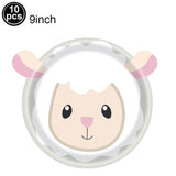 10pcs Farm Animals Party Paper Plates Cock Pig Cow Sheep Disposable Plates Kids Birthday Decor Cartoon Animals Dinnerware Plates