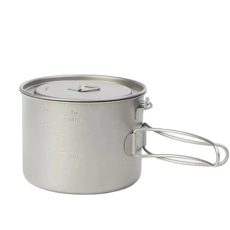 Outdoor Picnic Titanium Cooking Pot 750ml 900ml Hanging Handle Portable Camping Pot