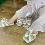 Bow Tie Girls' Slippers Non Slip and Breathable Girls Slippers 3-10 Years Old Versatile Princess Style Children Outdoor Slippers