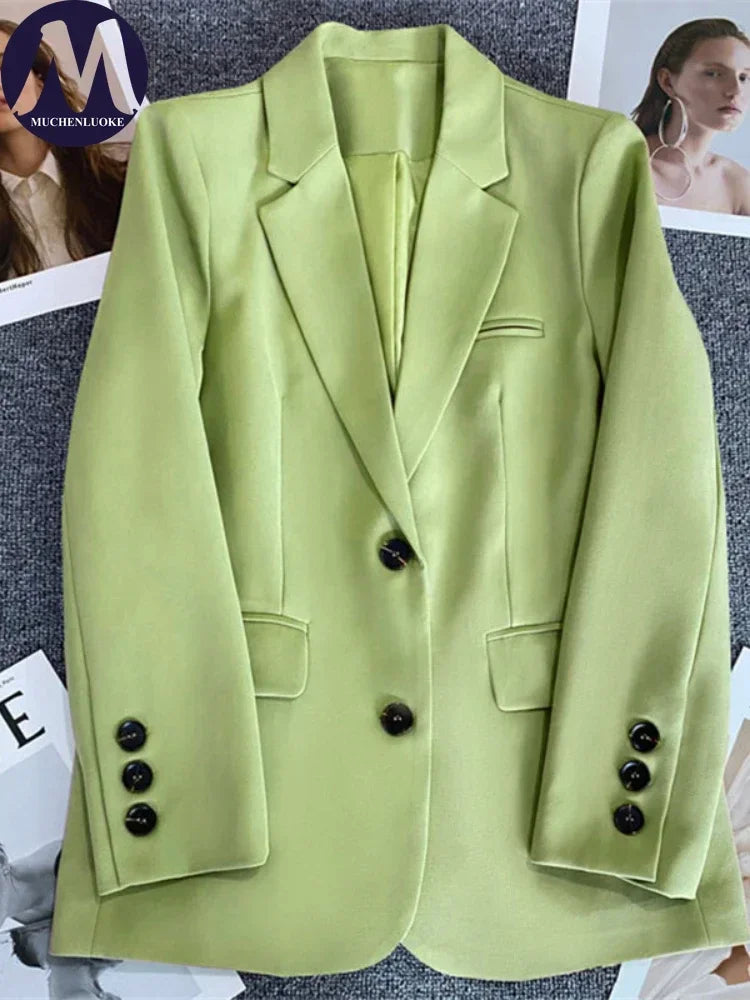 Blazer for Women 2025 Spring Autumn New Elegant Long Sleeve Office Blazer Coats Korean Fashion Casual Loose Appear Thin Blazers