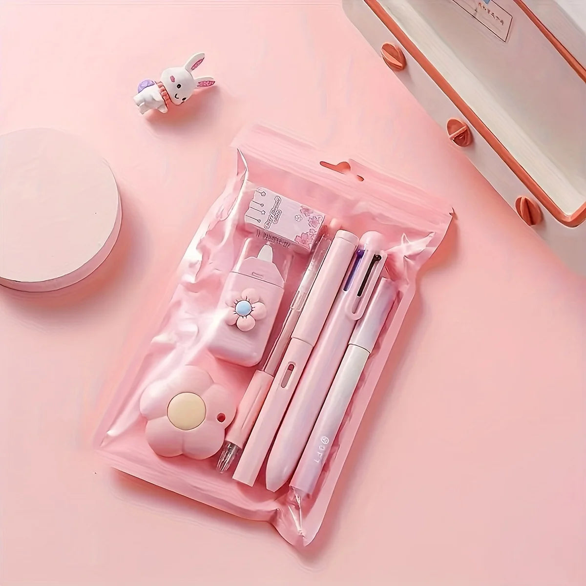 7pcs/set Cute School Supplies Gift Box - Durable and Diverse Stationery Set, Suitable for Students to Use