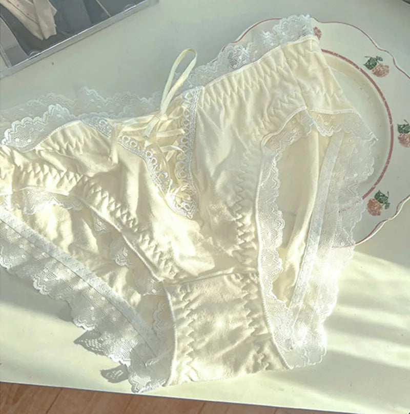 Lingerie woman sexy panties cotton fabric ropa interior femenina lace sweet underwear women cute ribbon plus size ropa interior