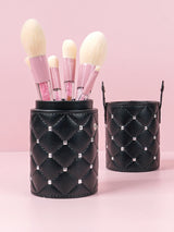 Black Large capacity multi-functional makeup brush storage container diamond square nail makeup tool storage pen holder