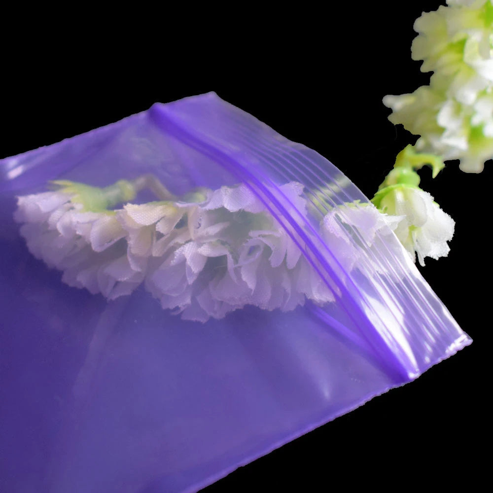 Zip Lock Plastic Bags 100pcs Small Big Large Ziplock Reusable Pink Bag Purple Reusable Pouches