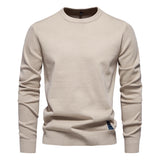 AIOPESON Mens Solid Cotton Crew Neck Knitted Pullover Sweaters Casual Fashion Classic Sweater for Men