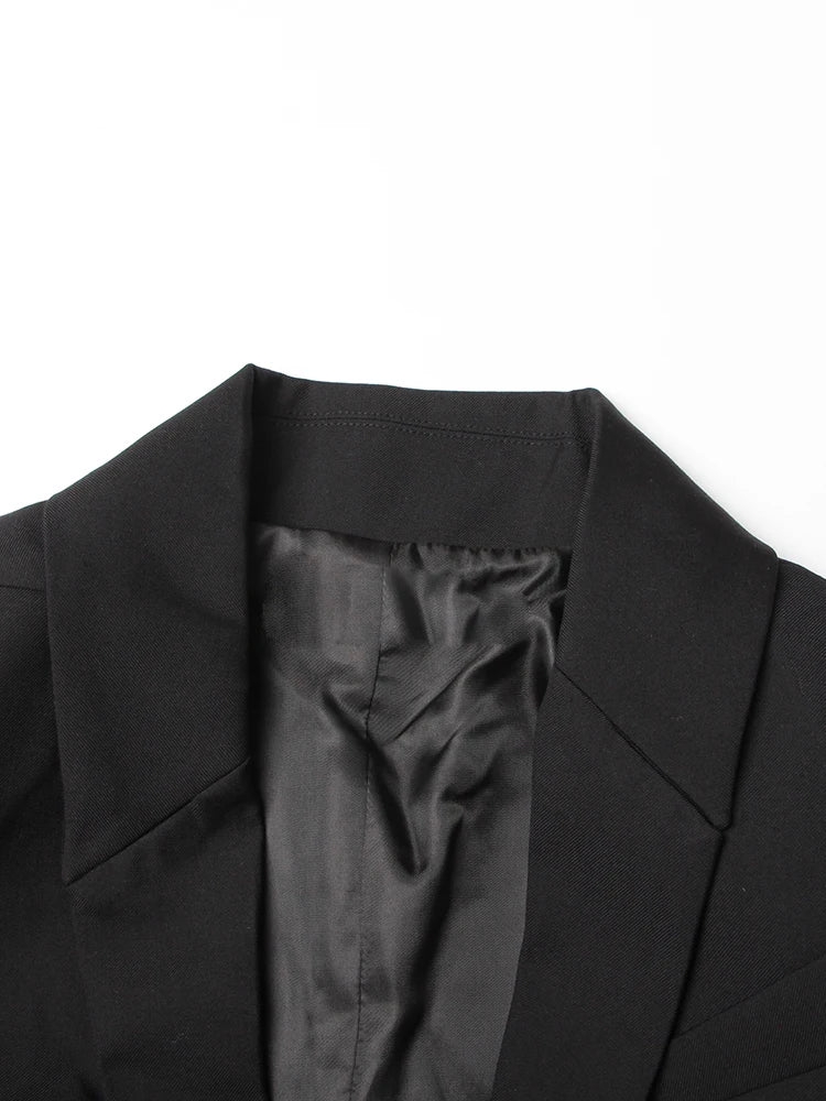 Patchwork Mesh Slimming Blazer For Women Notched Collar Long Sleeve Tunic Spliced Pocket Sexy Blazers Female New