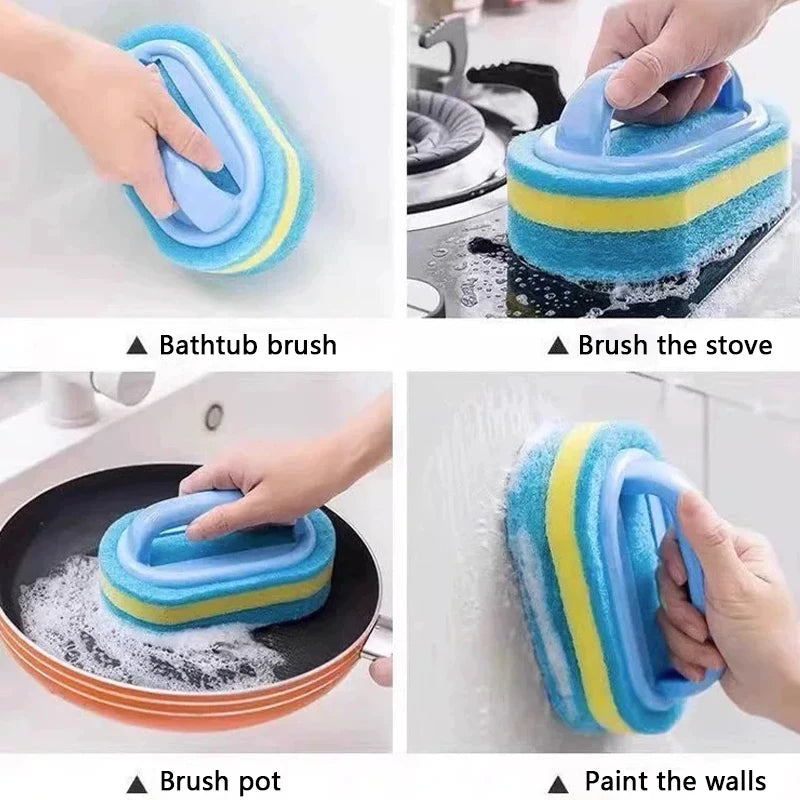 Cleaning Brush With Handle Sponge Wiping Kitchen Cleaning Pot Washing Dishwashing Sponge Cleaning And Brush Tool Toilet Ceramic