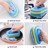 Cleaning Brush With Handle Sponge Wiping Kitchen Cleaning Pot Washing Dishwashing Sponge Cleaning And Brush Tool Toilet Ceramic