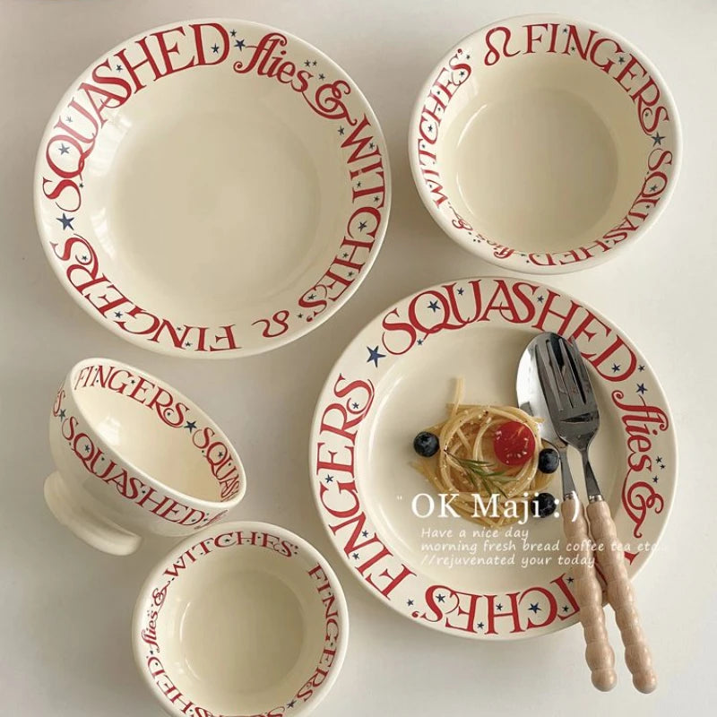 Ceremonial Tableware Plates, Household Ceramic Dining Plates, Instagram Tableware Breakfast High Aesthetic Cream Style Plates