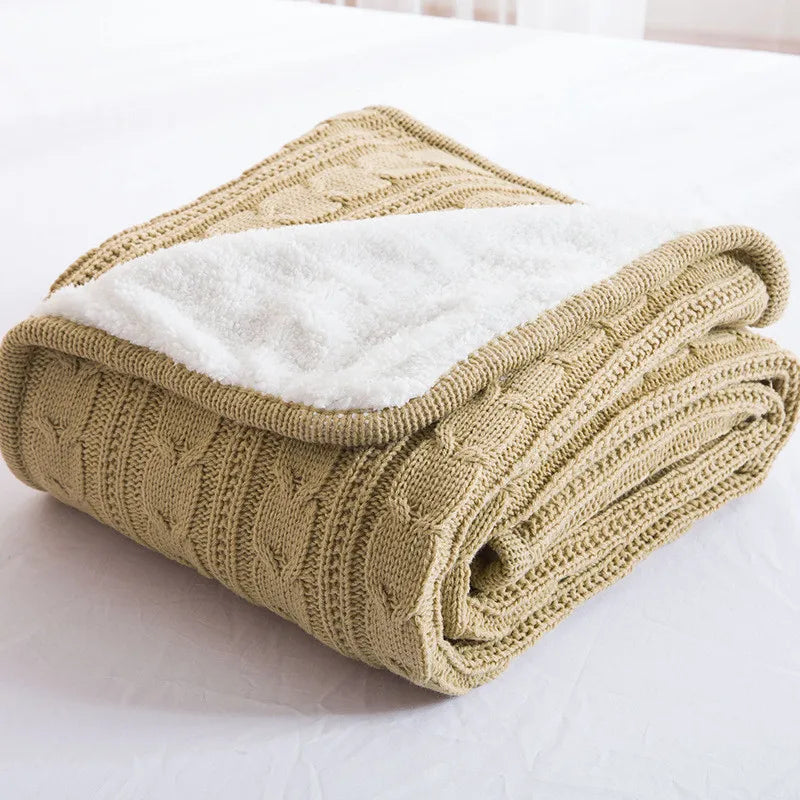 Cozy Cable Knit Throw Blanket Nordic Knitted Thread Blankets For Bed Sofa Cover Bedspread On The Bed Home Travel TV Nap Blanket