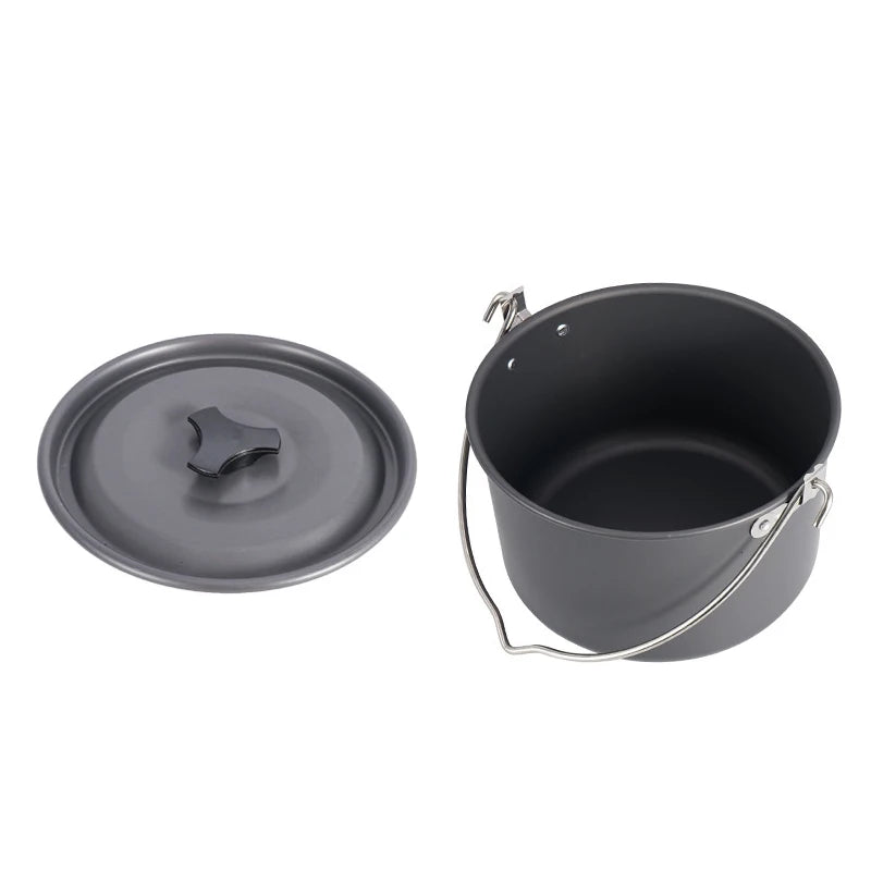 4L Outdoor Hanging Pot, Camping Picnic Large Soup Pot, Portable Cookware, Firewood Cooking Pot