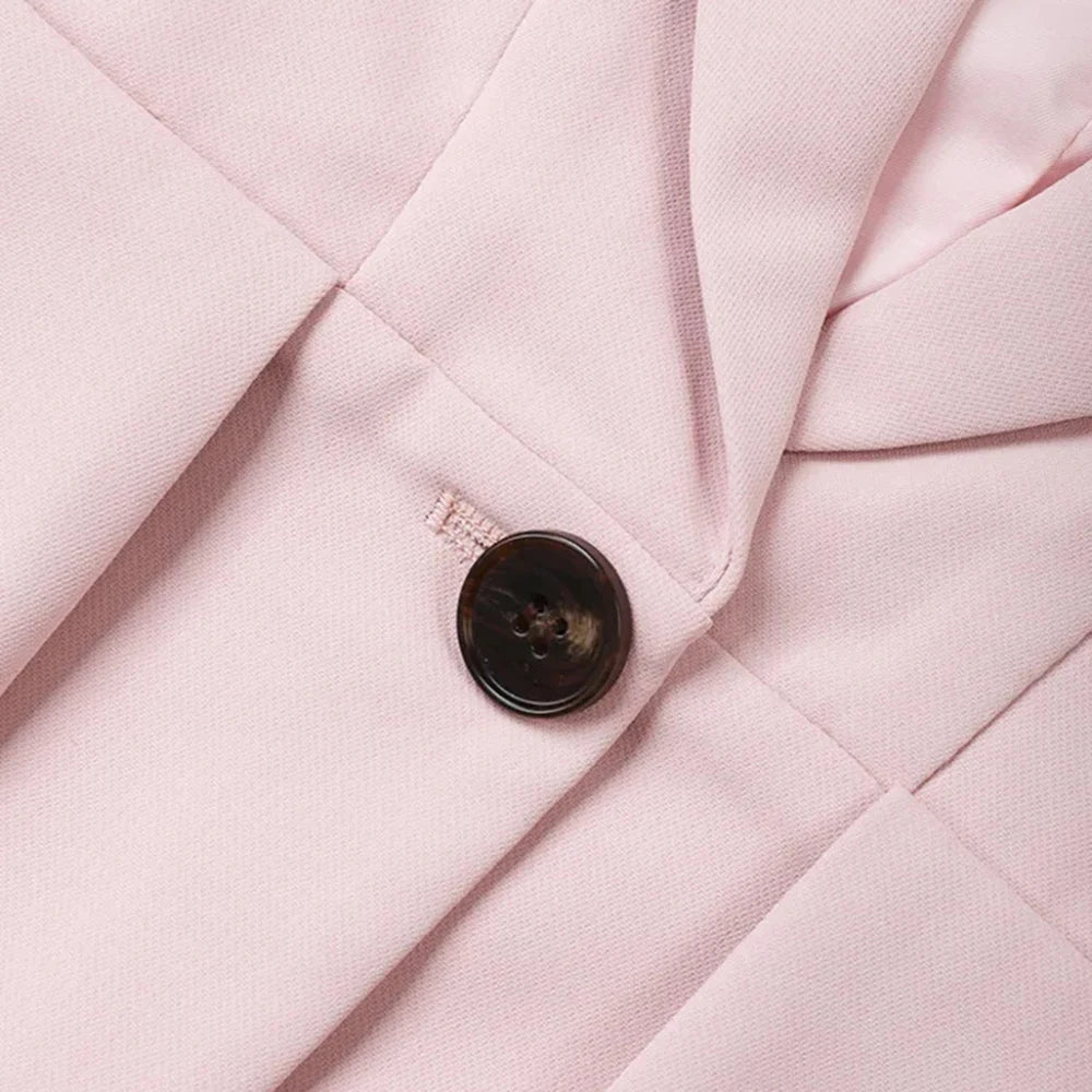 TWOTWINSTYLE Patchwork Button Slim Blazer For Women Notched Collar Long Sleeve Spliced Pockets Hollow Out Designer Coat Female