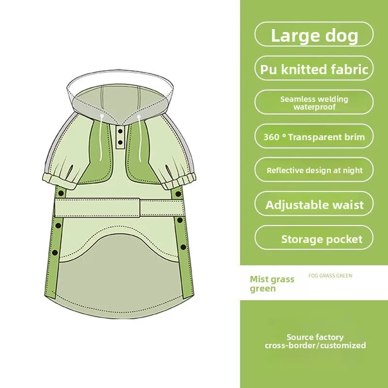 Dog raincoats are waterproof and reflective clothing for pets to wear when going out in the rain