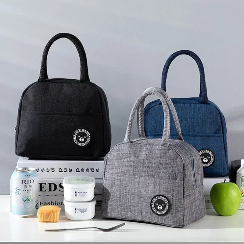 Lunch Bag Lunch Box Thermal Insulated Canvas Tote Pouch Kids School Bento Portable Dinner Container Picnic Food Storage Bags