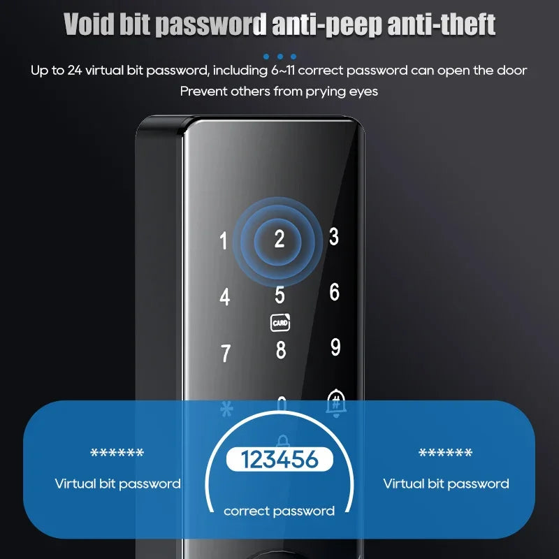 Smart electronic door locks Fingerprint biometrics Smartlock Application control Smart card key entry and USB emergency charging