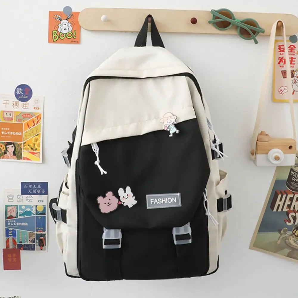 Large Capacity Nylon Book Bag Waterproof Teenage College Backpack Fashion School Bag Cute Girls Boys Travel Backbag College Bag