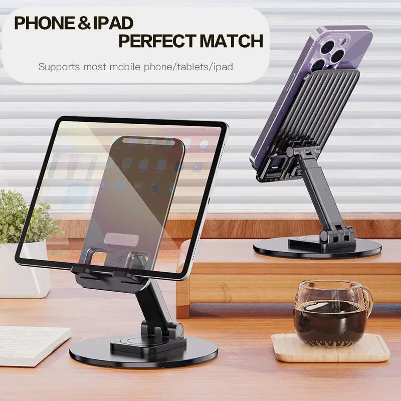 Universal Phone Stand for Desk 360 °   Rotating Multi-Angle Non-Slip Metal Base Foldable Holder for iPhone 13/14/15 pro easyown S