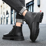 Men's boots four seasons soft-sole non-slip casual boots fashion outdoor work boots high boots classic Joker youth leather boots