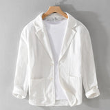 Y803 Spring Autumn Good Quality Linen Blazer For Men Business Casual Solid Color Simple Double Buttons Thin Male Suits Jackets