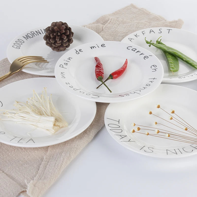 4pcs, ceramic 6-inch breakfast plates, appetizer plates, sandwiches, bread, dessert fruit salad plates, Nordic style ceramics