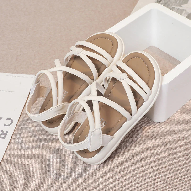 Girls Sandals Kids Sandals for Girls 2025 Summer Brand Children Beach Shoes Princess Sweet Gladiator Sandals Open Toes Anti-skid