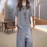 Women Top Pants Set Stylish Women's Top Pants Set with Irregular Hem Blouse Wide Leg Trousers for Daily Leisure Dating Outfits