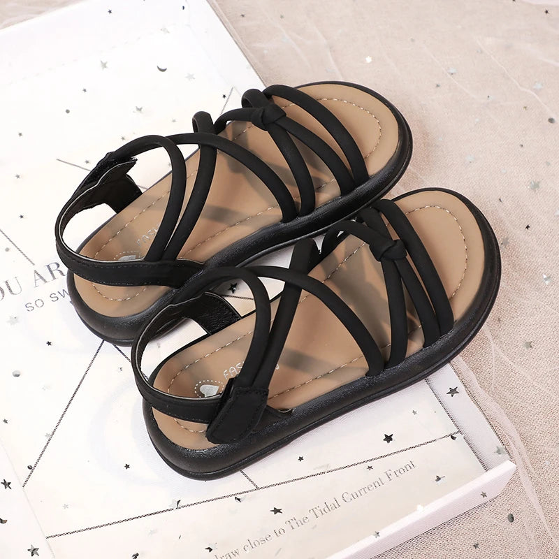 Girls Sandals Kids Sandals for Girls 2025 Summer Brand Children Beach Shoes Princess Sweet Gladiator Sandals Open Toes Anti-skid