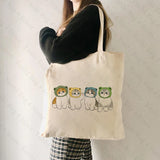 Kawaii Cats Pattern Tote Bags Cats Friendly Market Bag Canvas Tote Bags Gift for Kids Gifts for Children's Day Women Fashion Bag