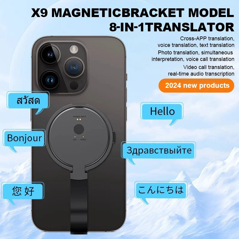 AI Translator Magnetic Bracket 138 Languages Smart Translator Simultaneous Interpretation Voice Call Text Photo Video Translator