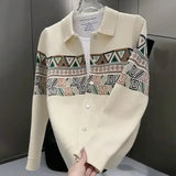 Men's Clothing Cardigan Black Knit Sweater Male Graphic Button No Hoodie Korean Fashion Over Fit Baggy Old Street Maletry Neck X