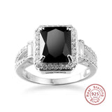 Real 925 Sterling Silver Ring For Women Black Zircon Stone Ring For Women Romantic Gift Engagement Jewelry Anillos Mujer