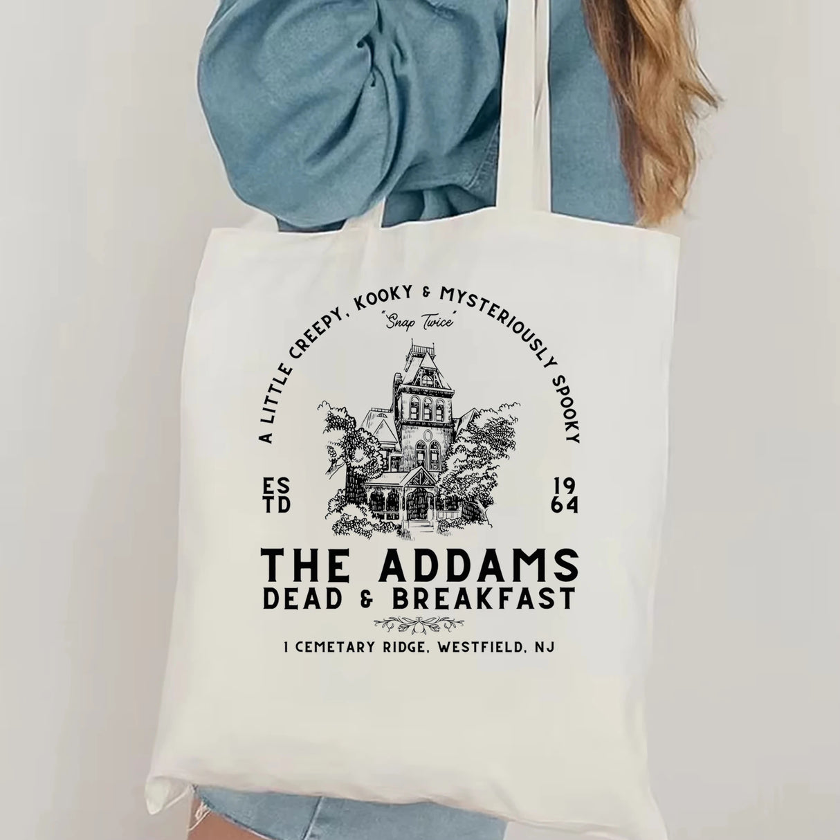 Addams Family Halloween horror tote bag Gothic women's Halloween party tote bag Addams Family tote bag Morticia Addams tote bag
