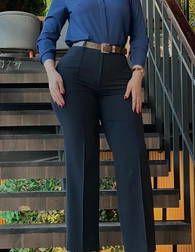Women's Pants Autumn Fashion New Pants High Waist Straight Leg Work Pants Temperament Commuting Slim Fit Elegant Pants