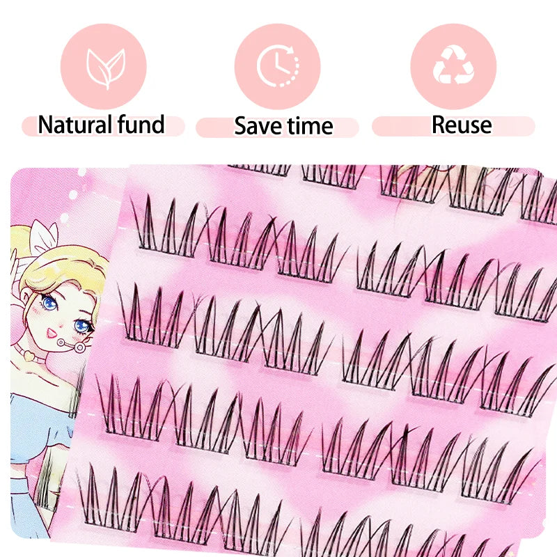 Self-Adhesive Lash Clusters Kit No Glue Individual Lashes Soft Idol False Eyelashes for Natural Volume Reusable Makeup Essential