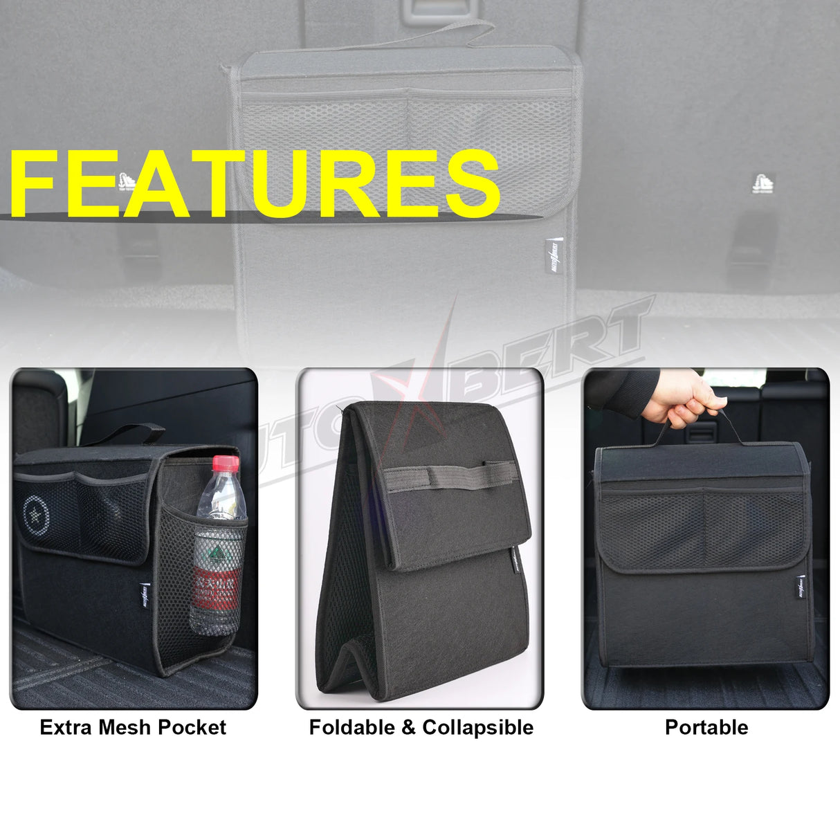 Universal Car Truck storage Bag Back Seat Backseat Organizer Felt W/ Extra Mesh Net Pockets Hanging Organiser Car Accessories
